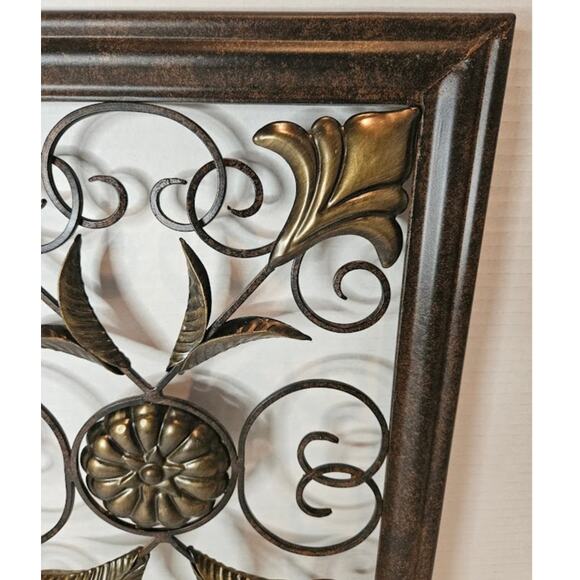 Wrought Iron Indoor Outdoor Wall Decor Brass/Copper color 18"x13"x1" - Picture 3 of 6